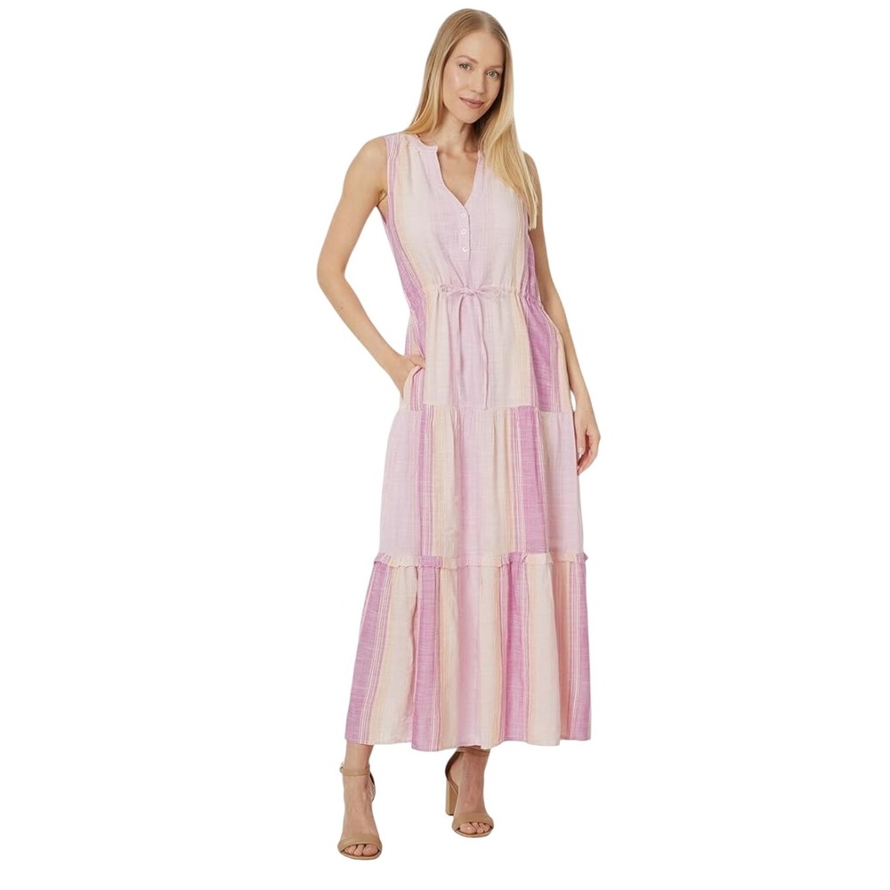 Liverpool Los Angeles Lavender Stripe Maxi‎ Dress Sleeveless Size Small $129